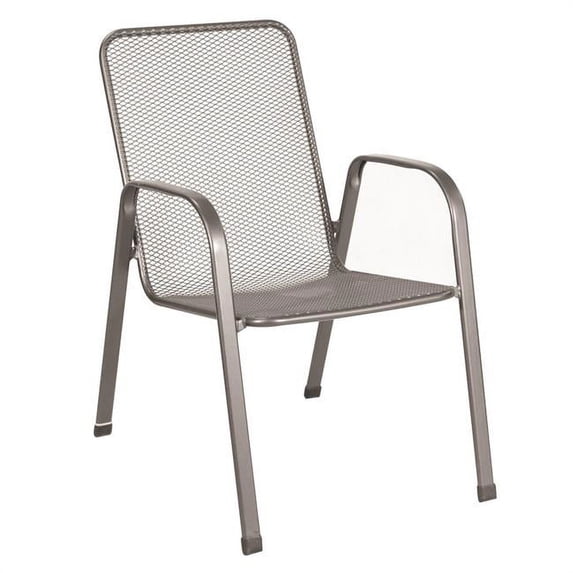 Euro S365000-04-MHGN Verona Outdoor Steel Grey Stackable Mesh Chair, - 29 x 22 x 33.5 in.