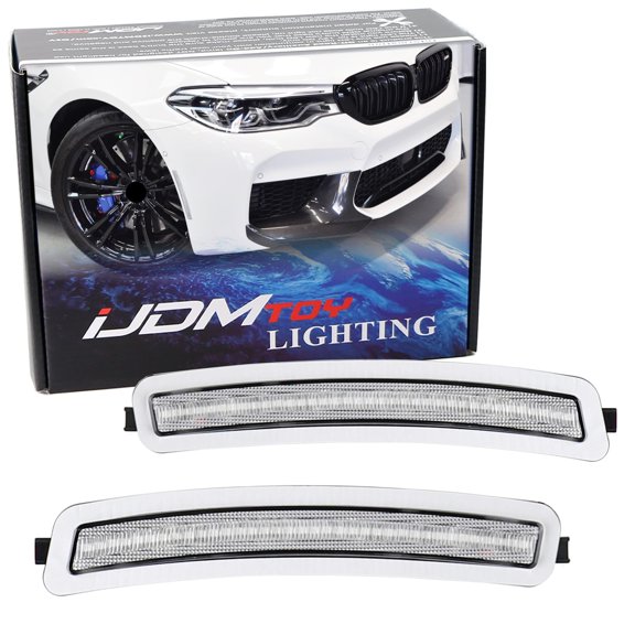 Euro Semi-Clear Front Bumper Side Marker Reflex Lens For BMW 2017-2022 G30 530i 530e 540i 545i 550i M550i M5, Replace OEM Amber Reflectors