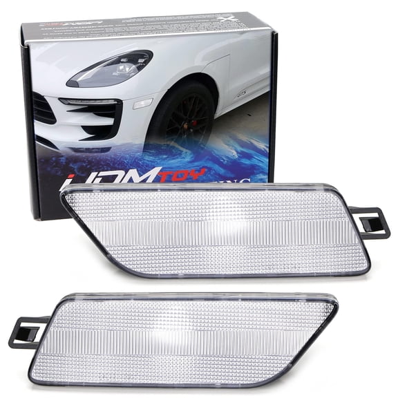Euro Semi-Clear Lens Front Bumper Side Marker Light Housing Replacements For Porsche 2014-up Macan, Replace OEM Amber Sidemarker Lamps