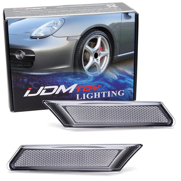 Euro Semi-Clear Lens Front Bumper Side Marker Light Housings, For Porsche 2006-2012 Cayman/Boxster, 2005-2012 911 Carrera/S/GTS