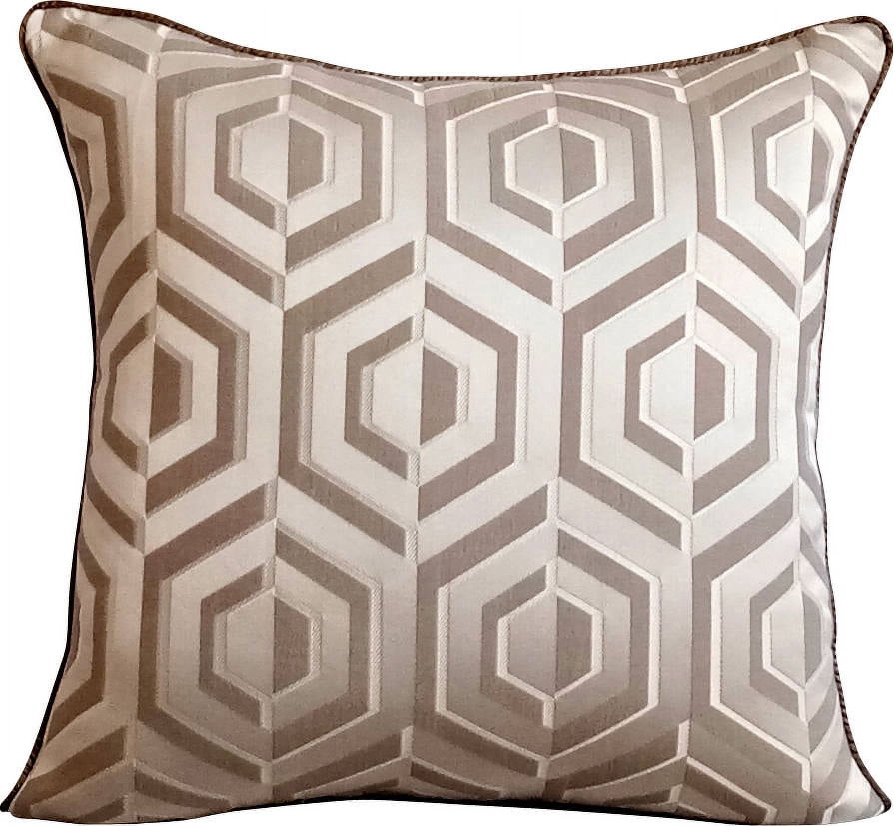 Euro Sham Cover, Gray European Shams 26x26 inch (65x65 cm), Jacquard Euro Pillow Shams, Geometric, Pattern, Hexagon, Modern Euro Size Pillow Covers - Future Trellis