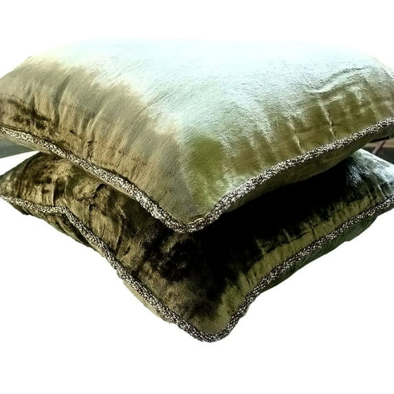 Euro Sham Cover, Olive Green European Pillow Covers 26x26 inch (65x65 cm), Velvet Euro Shams, Solid Color, Contemporary Euro Size Pillow Shams - Olive Shimmer