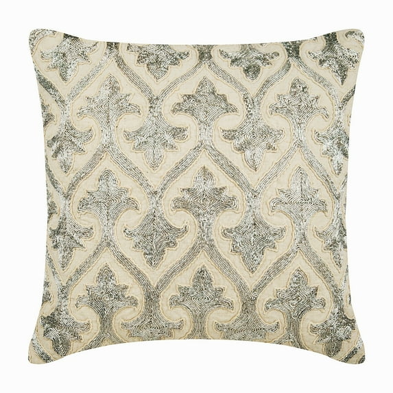 Euro Sham Pillow Cover, Decorative Beige European Pillow Covers 26x26 inch (65x65 cm), Linen Euro Shams, Abstract, Contemporary Euro Pillow Covers - Silver Twinkles