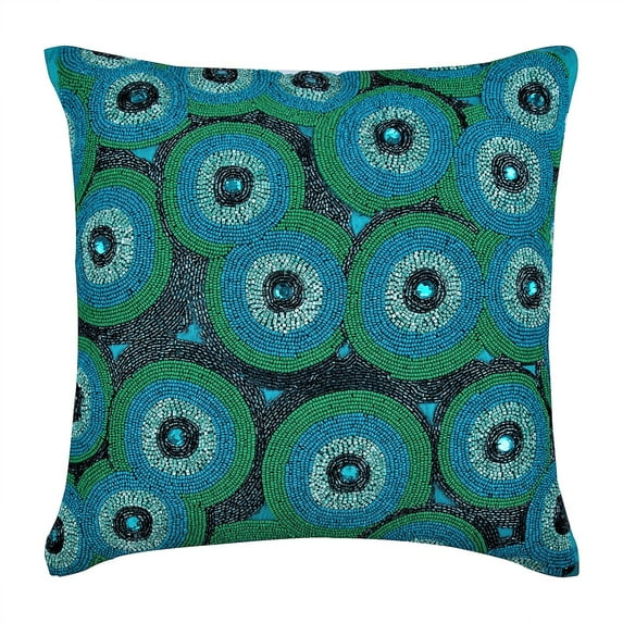 Euro Sham Pillow Covers, Blue European Pillow Shams 26x26 inch (65x65 cm), Silk Euro Pillow Shams, Circles & Dots, Dotted, Sea, Illusion, Modern Euro Size Pillowcases - Sea Tornado