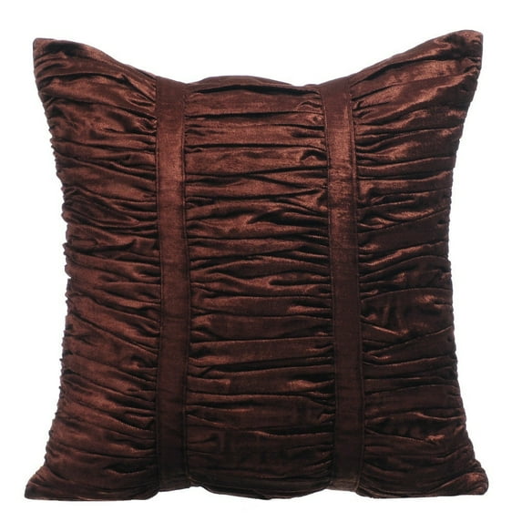 Euro Sham Pillow Covers, Chocolate Brown European Pillow Shams 26x26 inch (65x65 cm), Velvet Euro Pillow Shams, Solid Color, Ruched, Modern Euro Size Pillow - Chocolate Brown Beauty