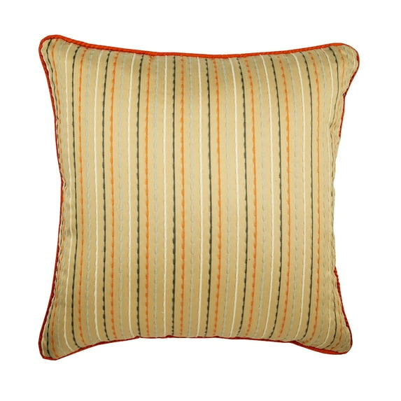 Euro Sham Pillow Covers, Decorative Orange Euro Sham Covers 26x26 inch (65x65 cm), Jacquard Euro Shams, Striped, Modern Euro Size Pillow Shams - Orange Spiced Ginger