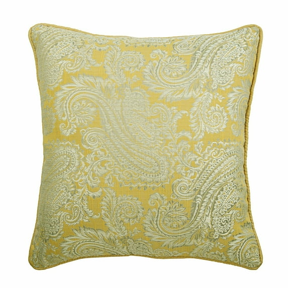 Euro Sham Pillow Covers, Yellow Euro Sham Covers 26x26 inch (65x65 cm), Jacquard Euro Pillowcases, Paisley, Contemporary European Pillow Covers - Paisley Yellow Scents