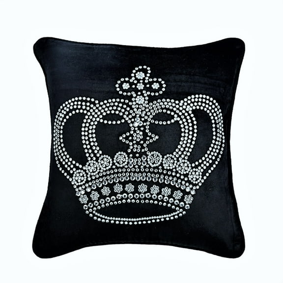 Euro Sham Pillow, Decorative Black Euro Shams 26x26 inch (65x65 cm), Velvet Euro Size Pillow Shams, Abstract, Crown, King, Crystals, Modern Euro Halloween Decorations - Emperors Crown