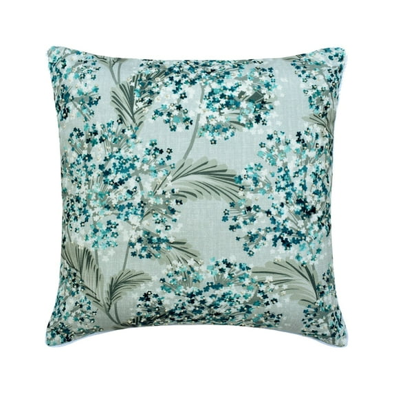 Euro Shams, Blue 26"x26" (65x65 cm) Euro Shams, Cotton Beaded Euro Shams For Couch, Floral Pattern Contemporary Style - Bella Vita
