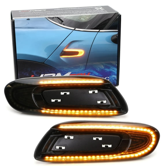 Euro Smoked Lens Sequential Blink Amber LED Fender Side Marker Light Kit For MINI Cooper F55 F56 F57 Hardtop/5-Door/Convertible, 56 LED Diodes, Replace OEM Amber/Clear Sidemarkers