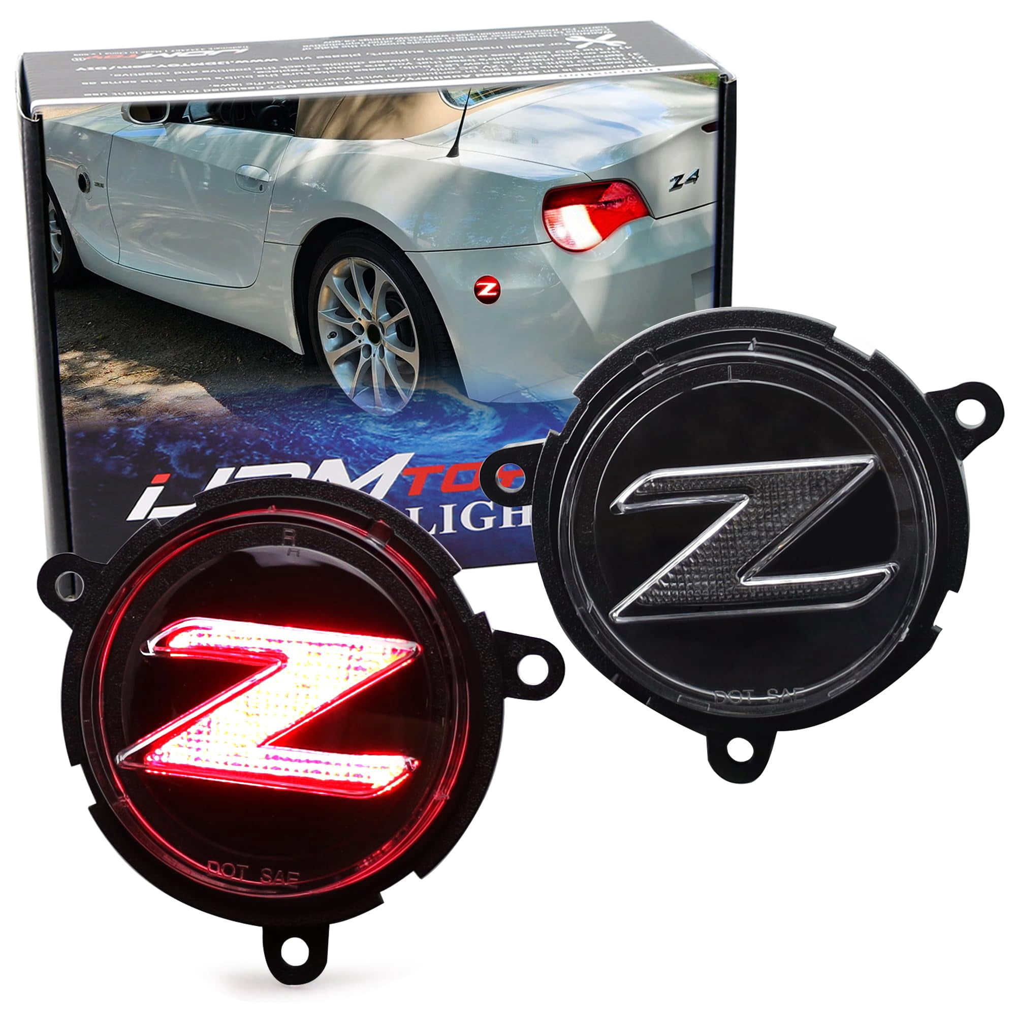 Euro-Style Black-Out Red Illuminated Z-Emblem Full LED Rear Bumper Side ...