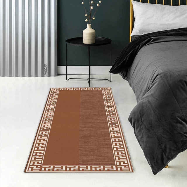 Euro Style Geometric Hallway Mats Luxury Black Bedside Mat Long Kitchen ...