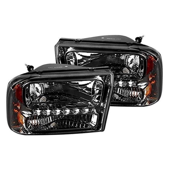 Euro Style Head Light with LED for 1999-2004 Ford F250, Smoke
