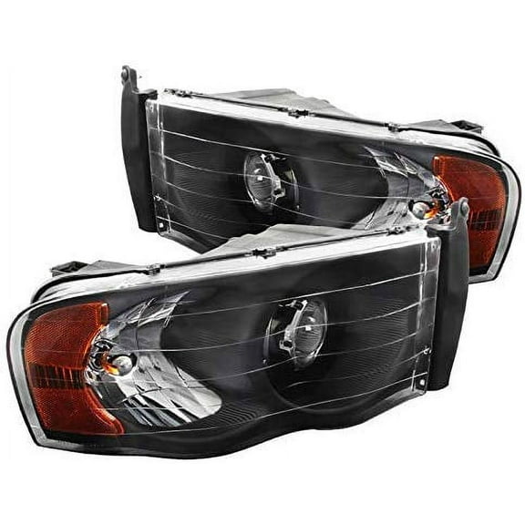 Euro Style Headlights Black Housing With Clear Lens Made For And Compatible With 2002 - 2005 Dodge RAM 1500 2500 3500 02 03 04 05