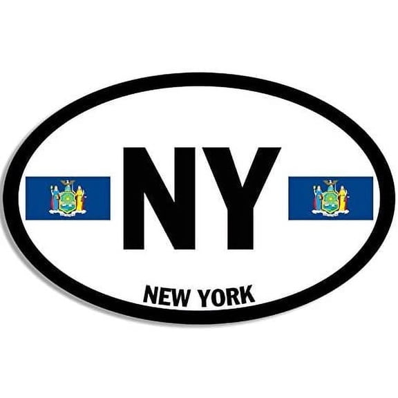 Euro Style Oval NY New York Bumper 3M Reflective sticker| state flag decal