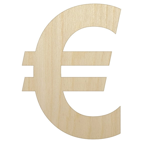 Euro Symbol Wood Shape Unfinished Piece Cutout Craft DIY Projects - 4.70 Inch Size - 1/8 Inch Thick