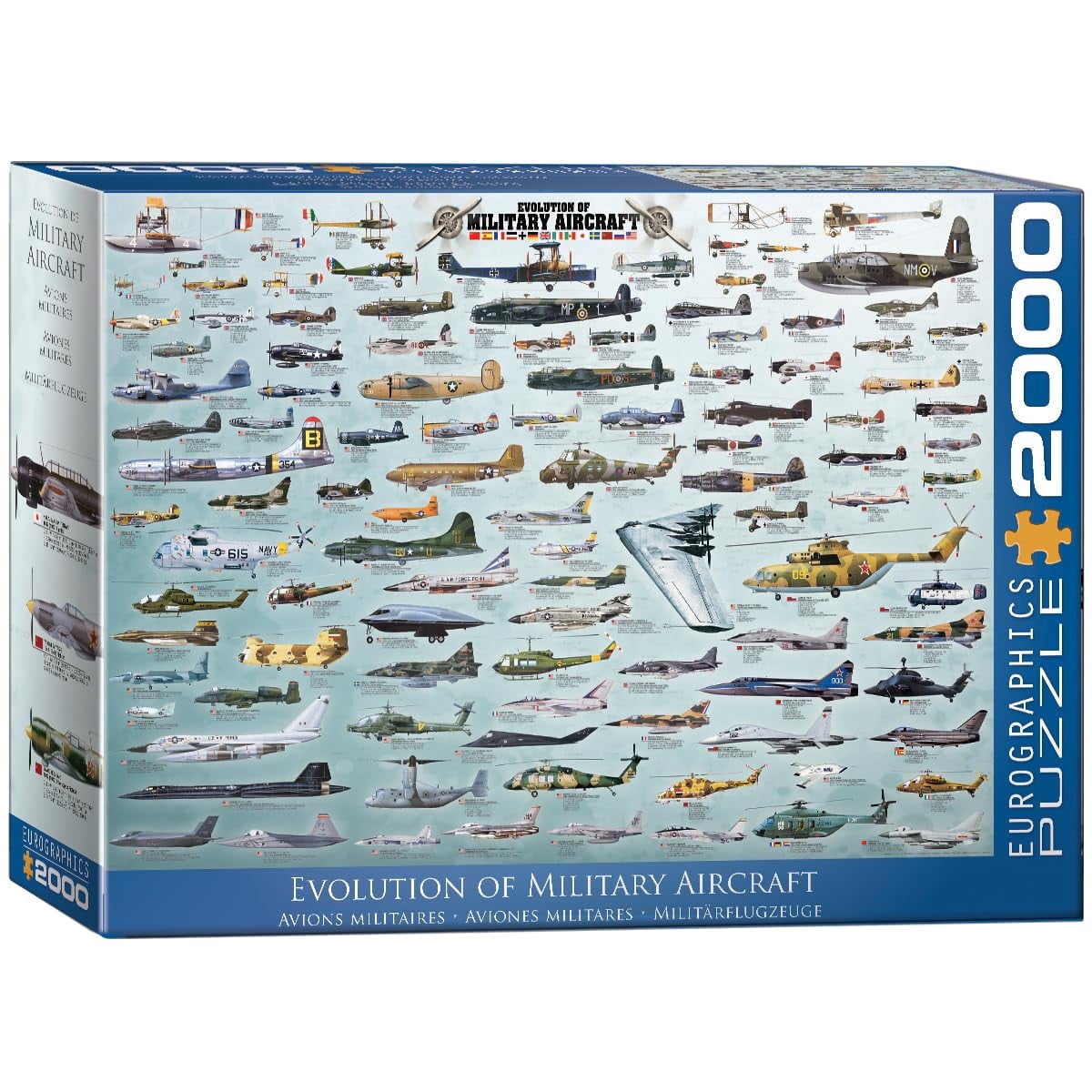 EuroGraphics Evolution of Military Aircraft Jigsaw Puzzle – 2000 Pieces, Aviation History Artwork