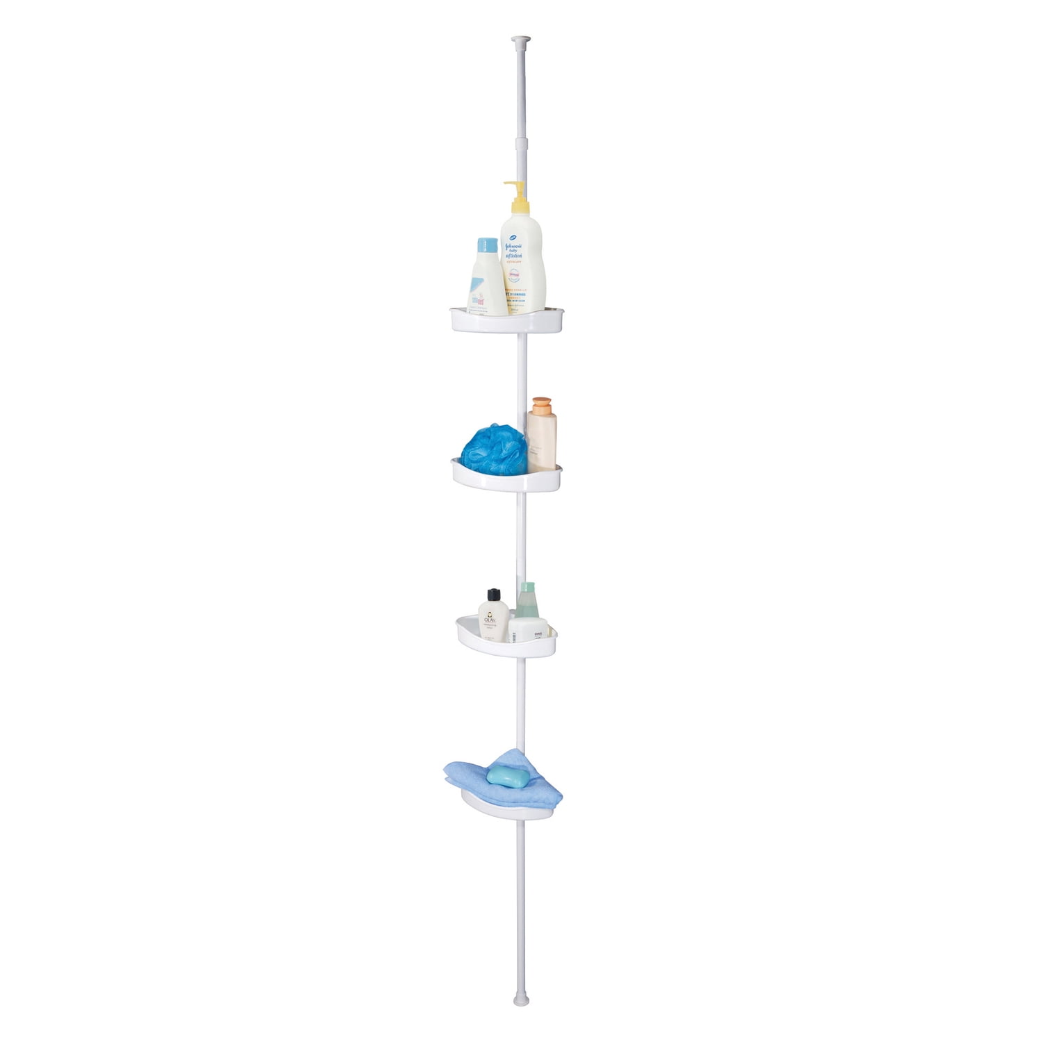 EuroHome Bath 4-Tier Tension-Mount Shower Corner Organizer