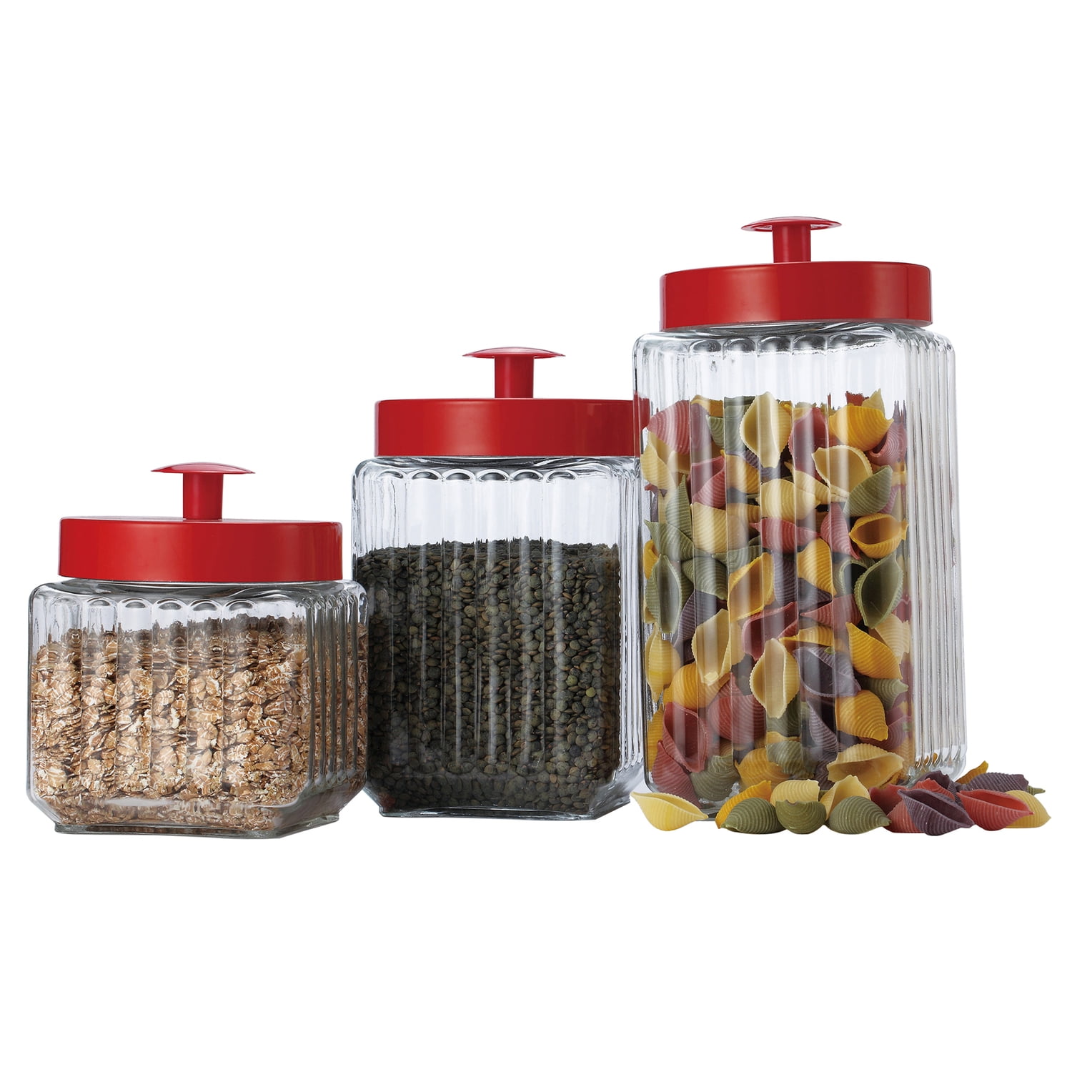 EuroHome Glass Canister with Metal Lid 3-Piece Set