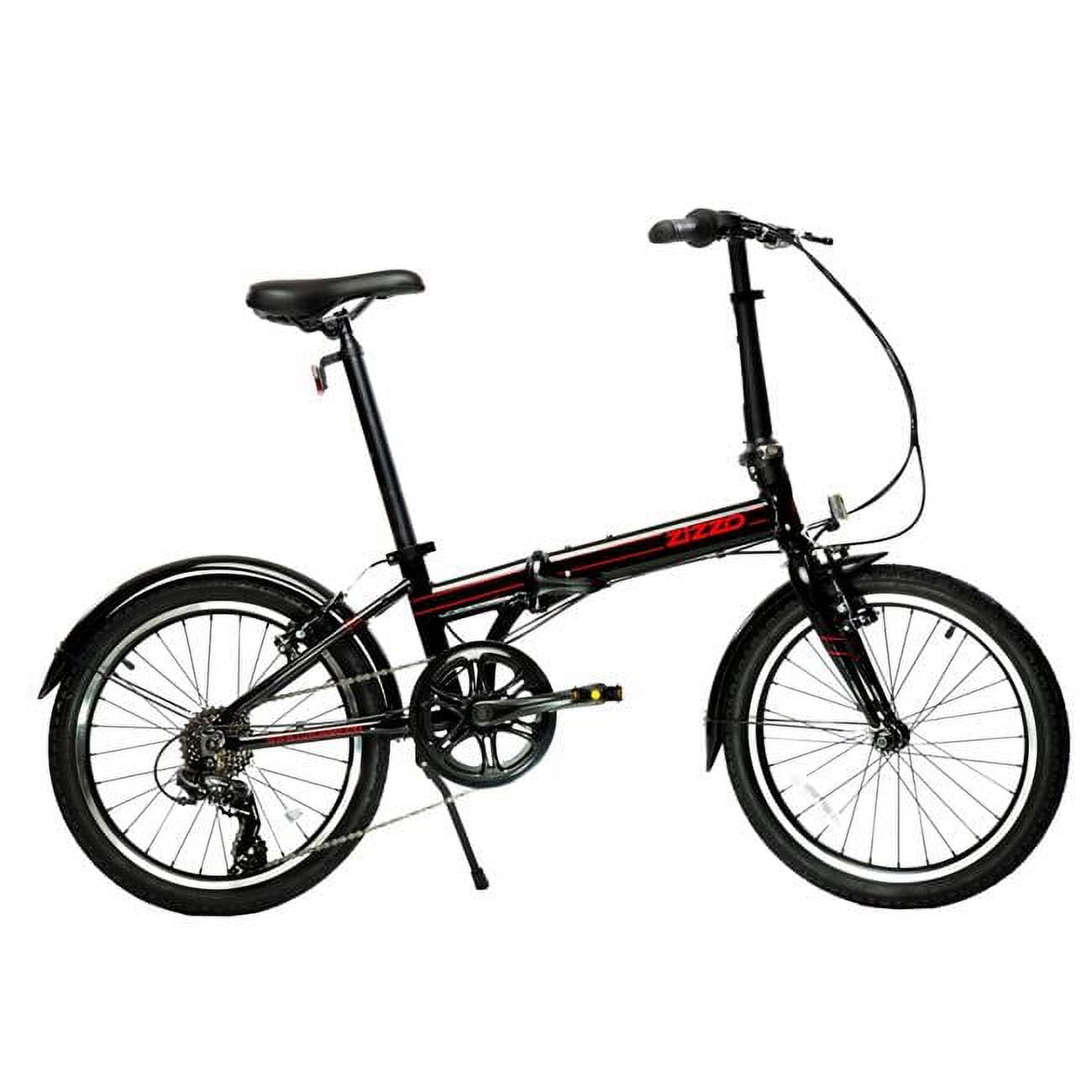 EuroMini Zizzo Via 26 lbs Lightweight Aluminum Frame Shimano 7 Speed Folding Bike Black 20 in