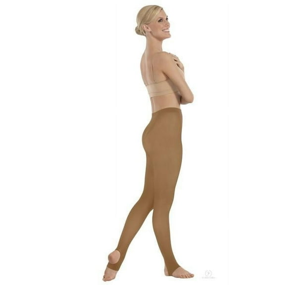 EuroSkins 217-C-L-XL Intimates Adult Non-Run Stirrup Tights, Caramel - Large & Extra Large