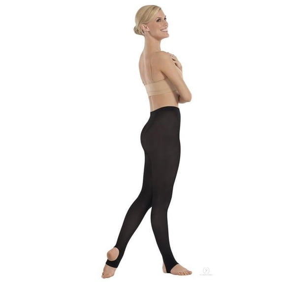 EuroSkins Intimates Adult Non-Run Stirrup Tights, Black - 2XL