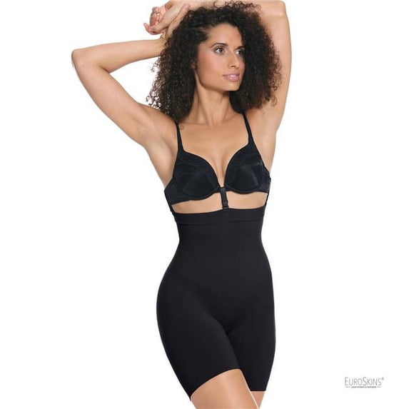 EuroSkins JS13-B-XL Seamless High Waist Boxer Shaper, Black - Extra Large