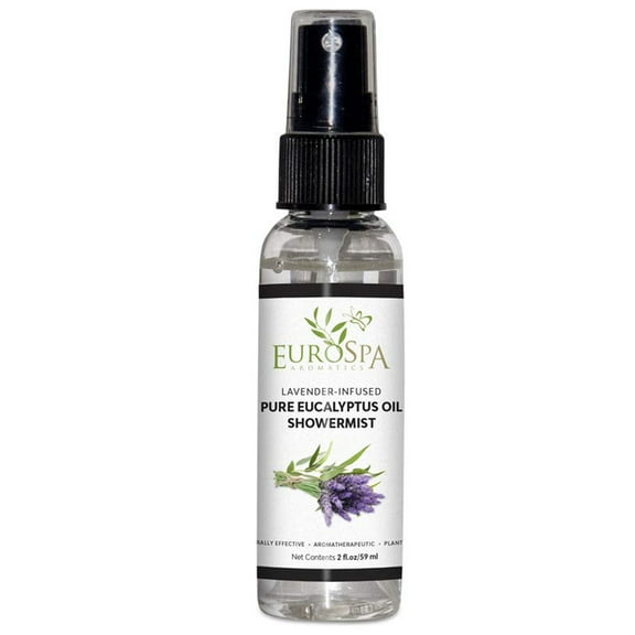 EuroSpa Aromatics Pure Eucalyptus Oil Shower Mist Spray Aromatherapy 2 Oz, Lavender Infused