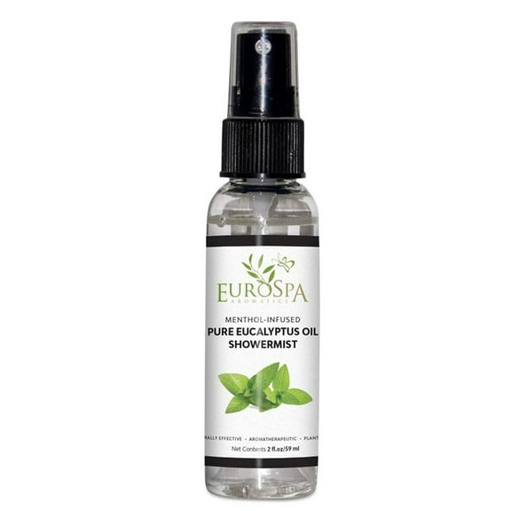 EuroSpa Aromatics Pure Eucalyptus Oil Shower Mist Spray Aromatherapy 2 Oz, Menthol Infused