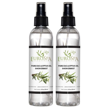 EuroSpa Aromatics Pure Eucalyptus Oil Shower Mist Spray Aromatherapy 8 Oz, 2-Pack