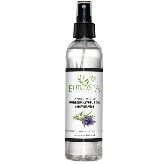 EuroSpa Aromatics Pure Eucalyptus Oil Shower Mist Spray Aromatherapy 8 Oz, Lavender Infused
