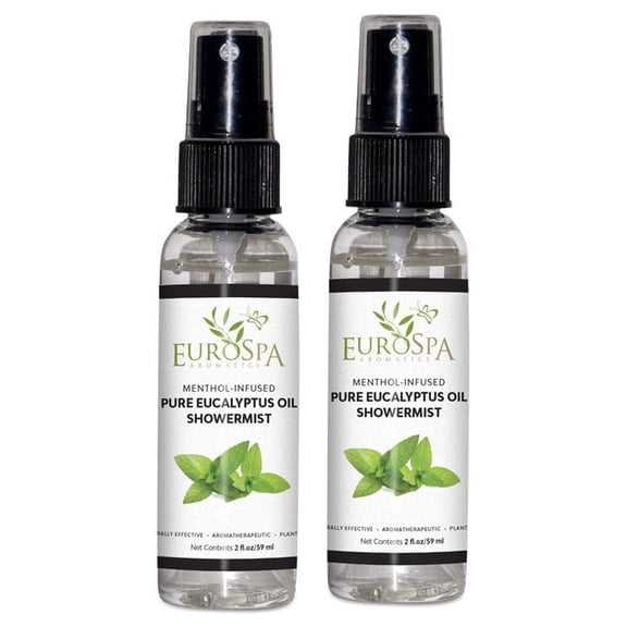 EuroSpa Aromatics Pure Eucalyptus Oil ShowerMist and Steam Room Spray, All-Natural Premium Aromatherapy Essential Oils - 2 oz