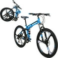 thumbnail image 1 of Eurobike G4 Folding Bike 21 Speed Dual Disc Brakes Full Suspension Mountain Bikes 26 inch Bicycle for Men Women Blue, 1 of 7