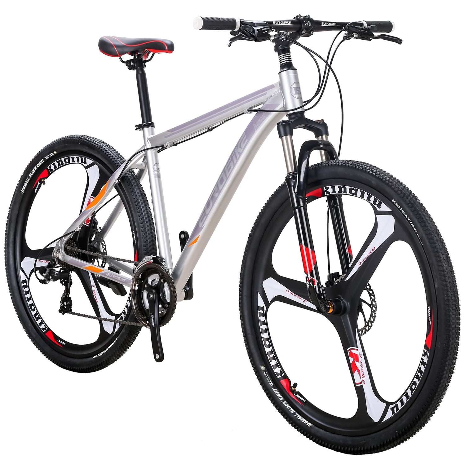 Eurobike X9 Mountain Bike Aluminum Frame 29 Inch Wheels 21 Speed Shifter Dual Disc Brakes Front Suspension 29er Mens Bicycle