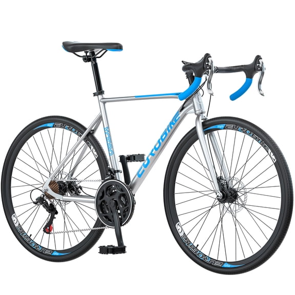 Eurobike XC580 Road Bike 21 Speed 700C Racing Bike for Men 56Cm Mens City Bicycle Silver
