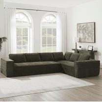 Euroco 129.5" Minimalist Style Modular Sectional Sofa,6 Seat Wrinkle-resistant Chenille Couch Set,2 PC Free Combination,Modern L-Shaped Cloud Sofa Set for Living Room,No Assembly Require