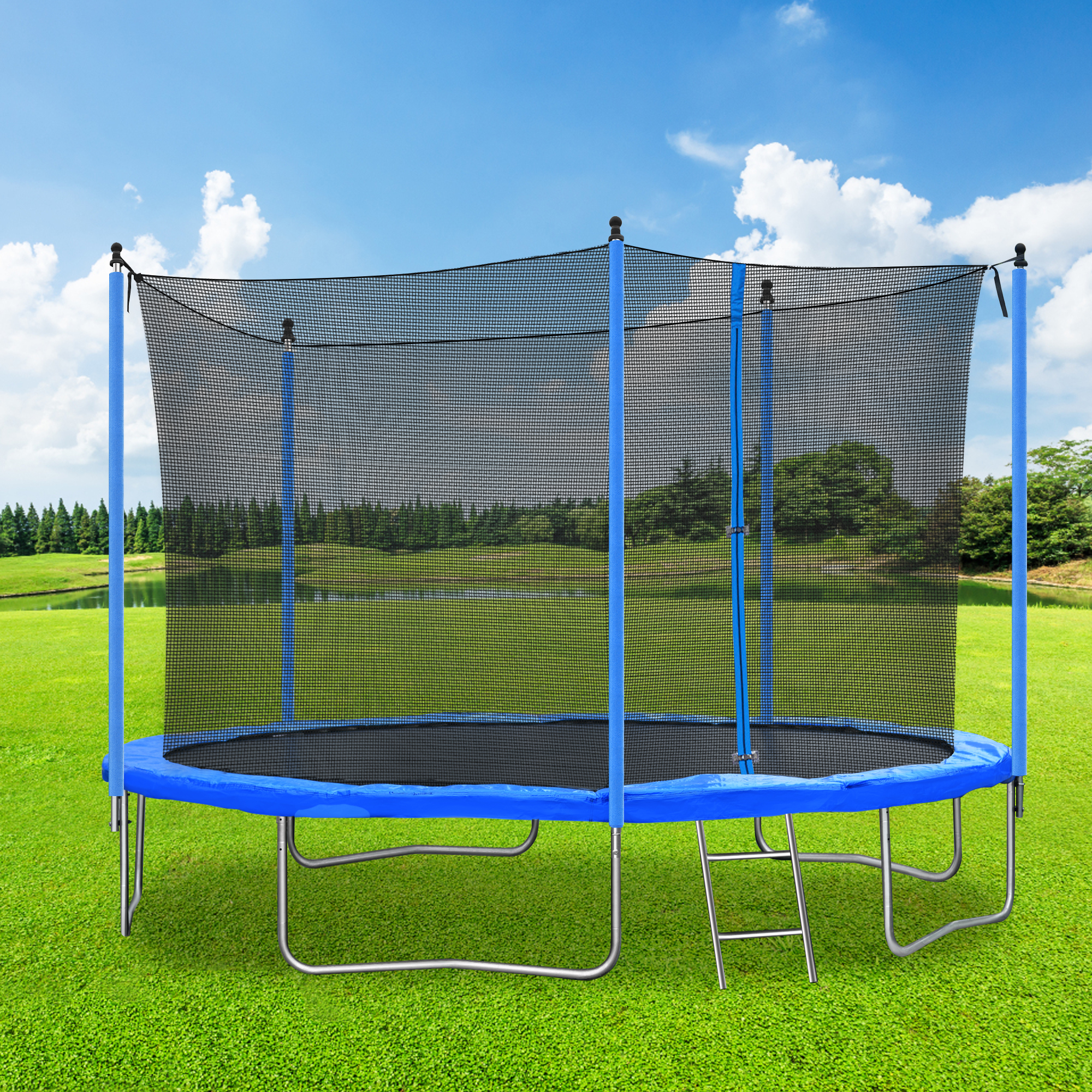 Euroco 12FT Trampoline for Kids, Solid Trampoline with Enclosure and Ladder for Adults and 4-5 Kids, Outdoor Recreation Trampoline, High Duty Safety - image 1 of 10