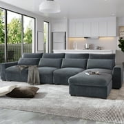 Euroco 130" L-Shaped Sofa Modern Sectional Sofa Set with Reversible Chaise for Living Room, Dark Gray