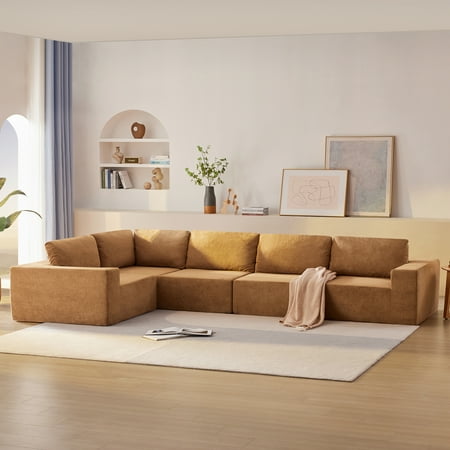 Euroco 147"Modular Sectional Sofa with Wide Seat,No Assembly Required,L Shaped Couch Set,Cloud Upholstered Indoor Furniture,Free Combination,Minimalist Boneless Sofa for Living Room,Bedroom