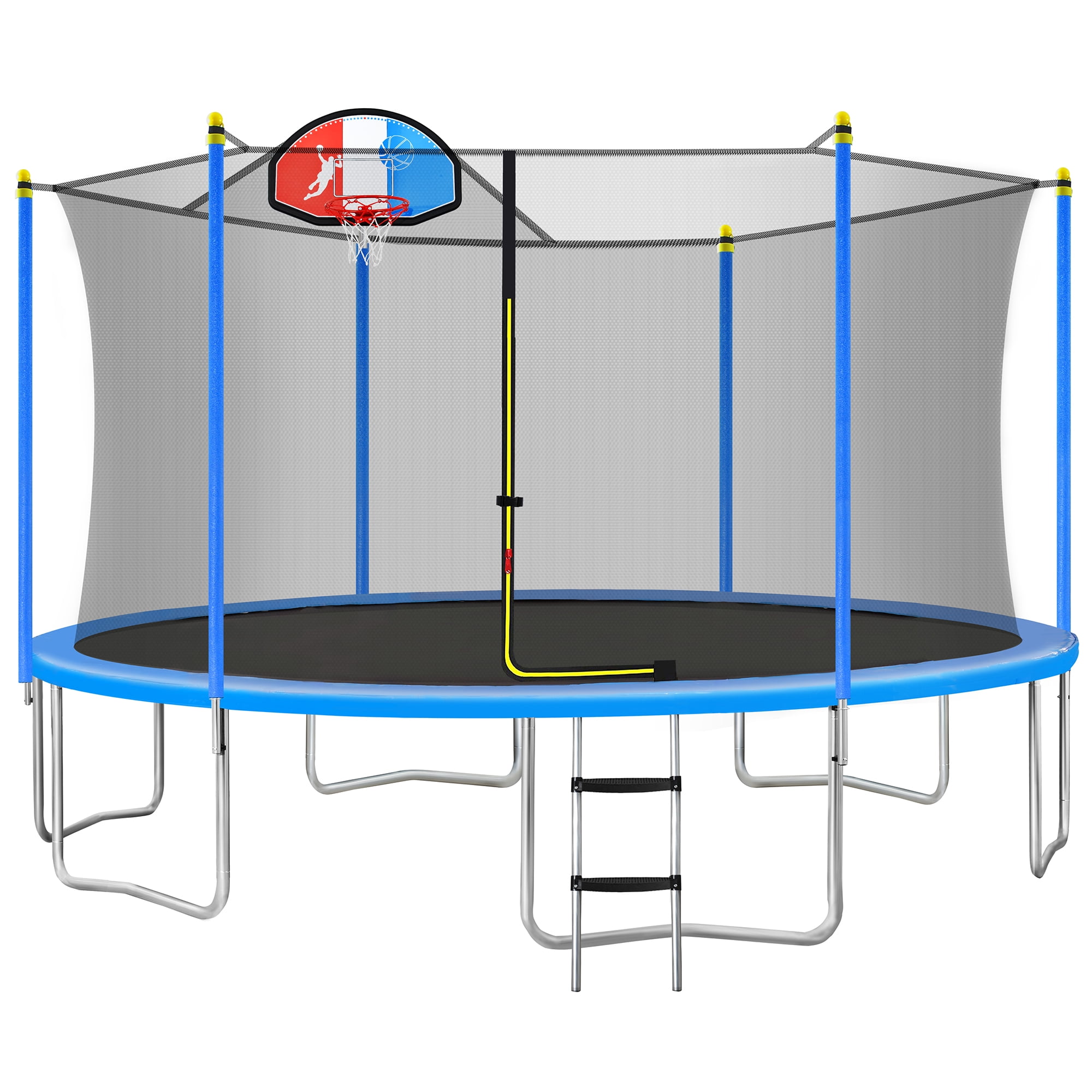 Euroco 15FT Trampoline with Safety Enclosure Net, Basketball Hoop and