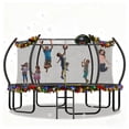 thumbnail image 1 of Euroco 16FT Trampoline with Basketball Hoop, Outdoor Trampoline with Enclosure Net for Kids and Adults, 1 of 7