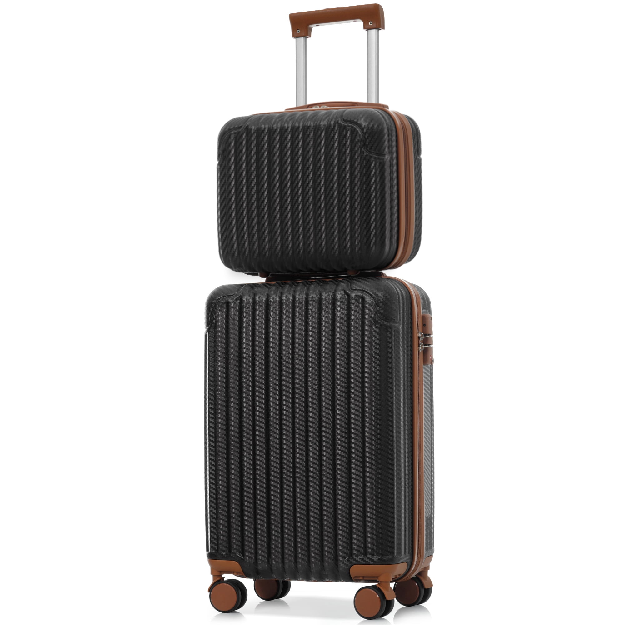 Euroco 2 Piece Luggage Sets, 20" Carry-On Luggage Set with TSA Lock & 360° Spinner Wheels,Lightweight Durable Travel Suitcase for Men Women,Black Brown