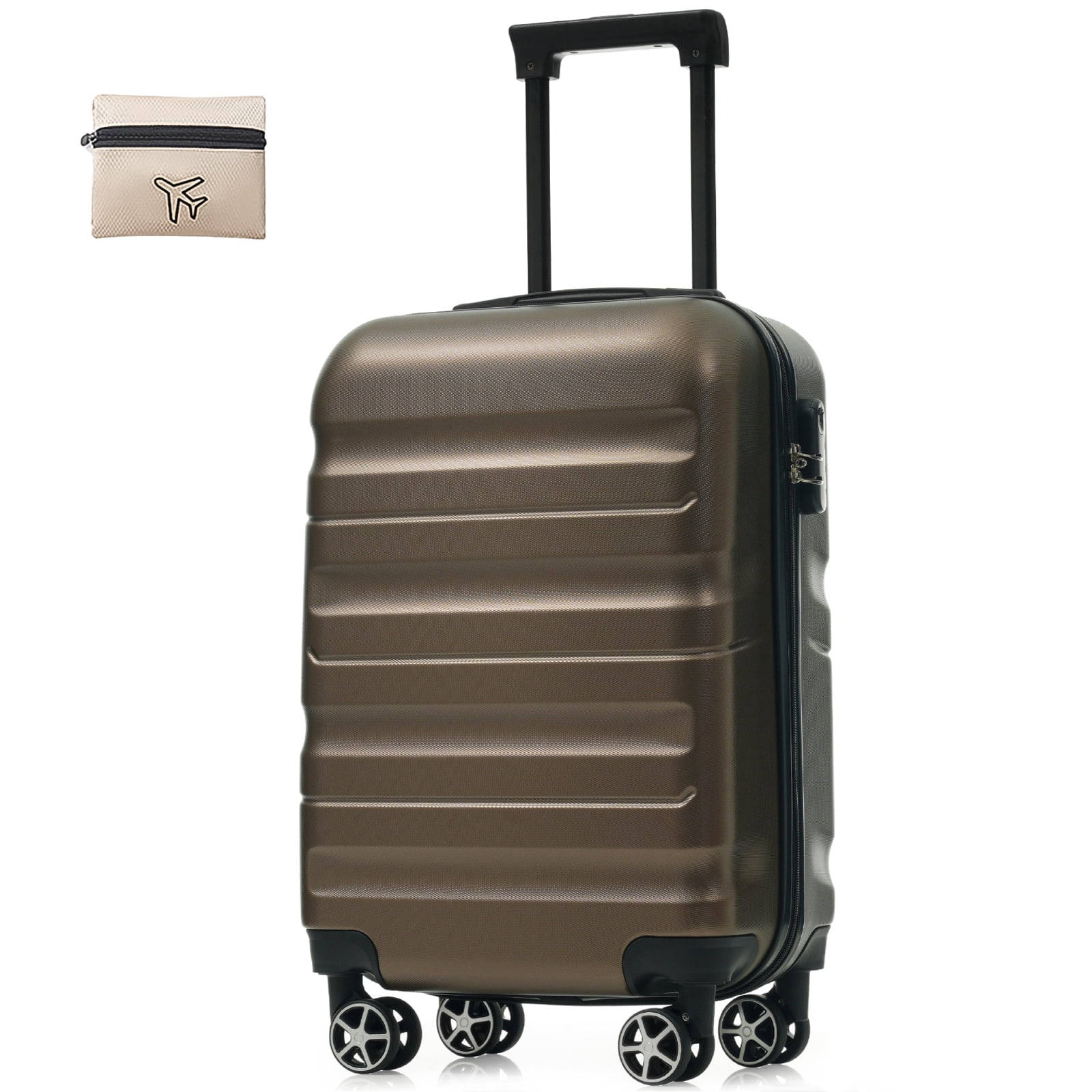 Euroco 2 Piece Luggage Sets,20" Carry-On Luggage with Spinner Wheels and Foldable Duffel Bag,Lightweight Travel Suitcase Set for Men Women,Brown