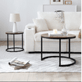 thumbnail image 1 of Euroco 2-Piece Nesting Round Coffee Table Set,Modern Coffee Tables with Metal Frame for Living Room, Space-Saving Design, Easy Assembly, 1 of 2