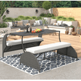 thumbnail image 1 of Euroco 2-in-1 Convertible Picnic Upholstered Bench Table,57.1" Outdoor Loveseat,Portable Picnic Table Couch,Convertible To 4 Seats&1 Table,For Garden,Lawn,Backyard,Porch,Patio, 1 of 8