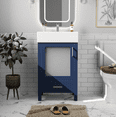 thumbnail image 1 of Euroco 20" Bathroom Vanity with Ceramic Sink, Frosted Glass Doors, Soft-Close Door, Solid Wood Legs – Modern Space-Saving Design, 1 of 7