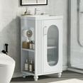 thumbnail image 1 of Euroco 20" Bathroom Vanity with Sink, Bathroom Vanity Cabinet with Two-tier Shelf, Adjustable Shelf, Solid Wood and MDF, White, 1 of 9