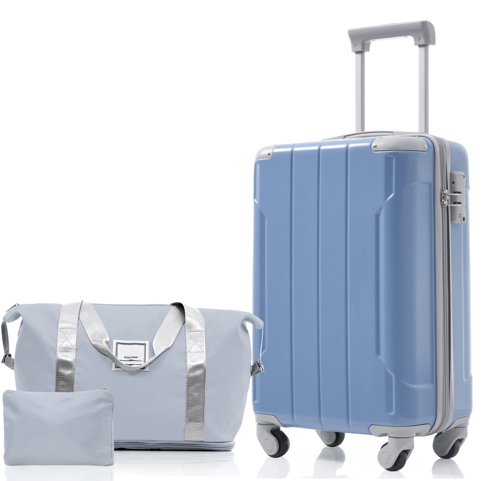 Euroco 20" Carry On Luggage Set 3 Piece,ABS Hardshell Lightweight Suitcase with Spinner Wheels & TSA Lock,Airline Approved Suitcase set for Weedend Getaways,Business Travel,Glacier Lake