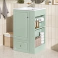 thumbnail image 1 of Euroco 20" Freestanding Bathroom Vanity with Ceramic Sink, Single Faucet Hole, MDF Storage Cabinet with Soft-Close Drawer, Open Side Shelves with Pinewood Towel Bar, 1 of 9