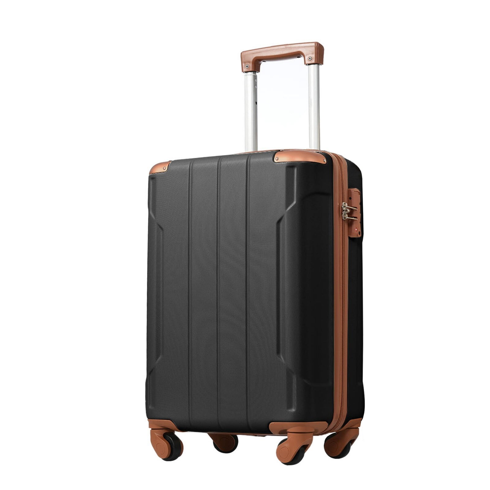 Euroco 20" Hardshell Carry-On Luggage, ABS Lightweight Durable Suitcase with TSA Lock and Double Spinner Wheels for Travel,Black Brown